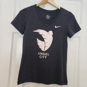 Nike Gray Angel Of City V- Neck Short Sleeve Women's T-shirt  Size XS